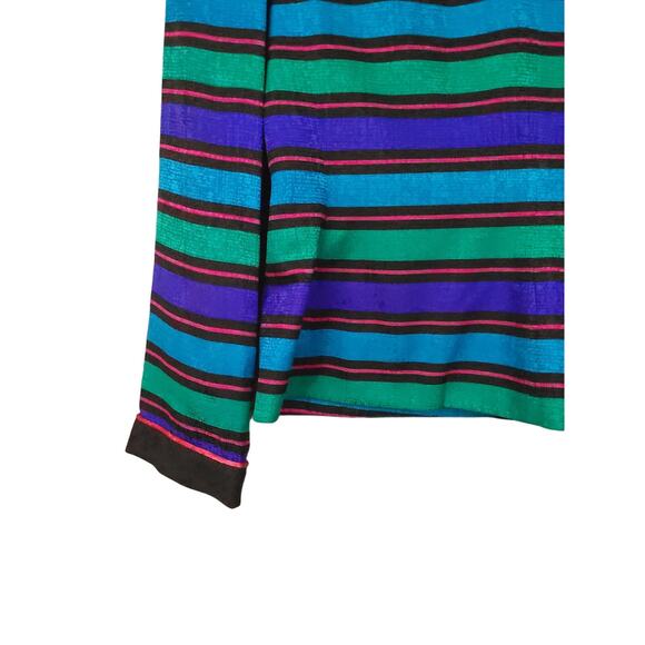 Vintage Papell Petites Womens Silk Snap Button Blazer 6P Striped Career Jacket - Picture 13 of 16